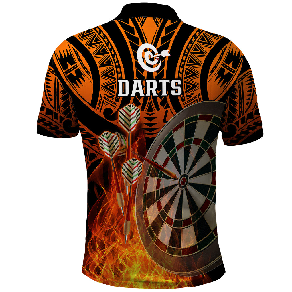 Personalised Polynesian Darts Polo Shirt Fire Burning With Tribal Tattoo - Wonder Print Shop