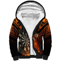 Personalised Polynesian Darts Sherpa Hoodie Fire Burning With Tribal Tattoo - Wonder Print Shop