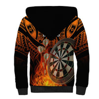 Personalised Polynesian Darts Sherpa Hoodie Fire Burning With Tribal Tattoo - Wonder Print Shop