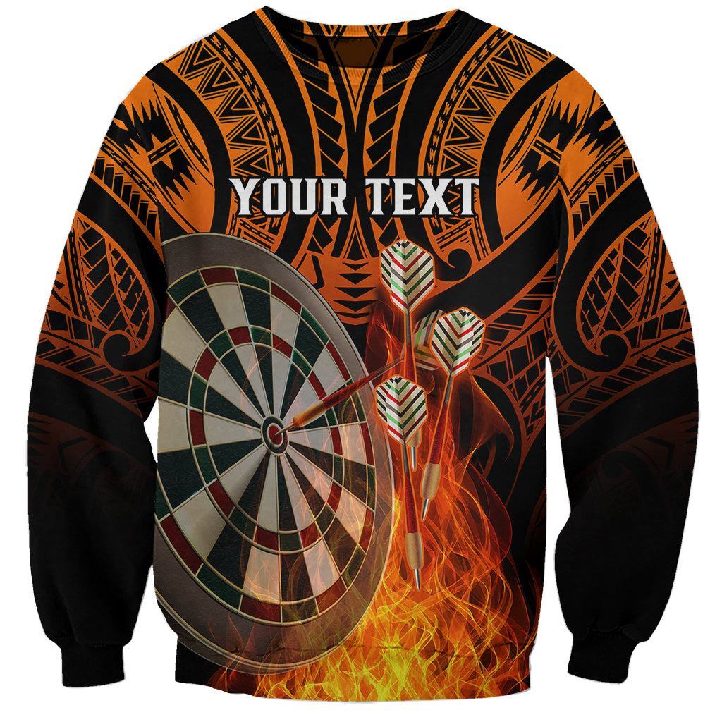 Personalised Polynesian Darts Sweatshirt Fire Burning With Tribal Tattoo - Wonder Print Shop