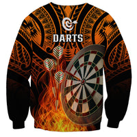 Personalised Polynesian Darts Sweatshirt Fire Burning With Tribal Tattoo - Wonder Print Shop