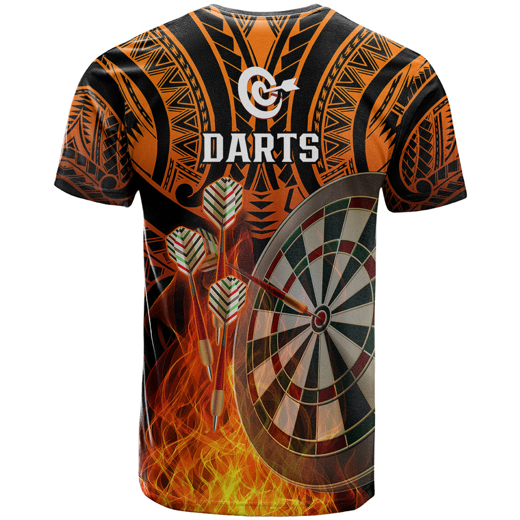 Personalised Polynesian Darts T Shirt Fire Burning With Tribal Tattoo - Wonder Print Shop