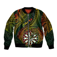 Personalised Polynesian Darts Bomber Jacket Dart Lovers Tribal Pattern Mix Tropical Leaves - Wonder Print Shop