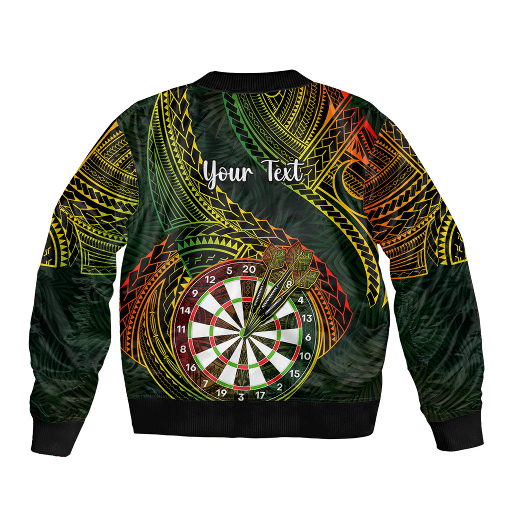 Personalised Polynesian Darts Bomber Jacket Dart Lovers Tribal Pattern Mix Tropical Leaves - Wonder Print Shop