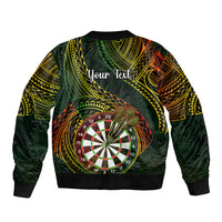 Personalised Polynesian Darts Bomber Jacket Dart Lovers Tribal Pattern Mix Tropical Leaves - Wonder Print Shop