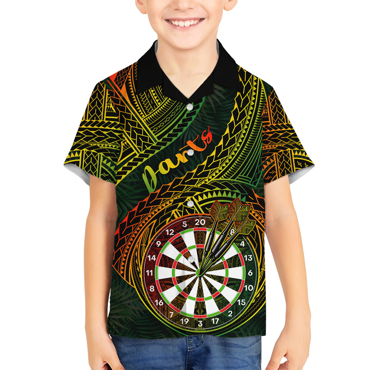 Personalised Polynesian Darts Family Matching Long Sleeve Bodycon Dress and Hawaiian Shirt Dart Lovers Tribal Pattern Mix Tropical Leaves - Wonder Print Shop