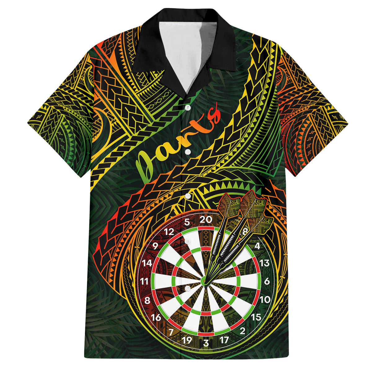 Personalised Polynesian Darts Family Matching Off Shoulder Maxi Dress and Hawaiian Shirt Dart Lovers Tribal Pattern Mix Tropical Leaves - Wonder Print Shop