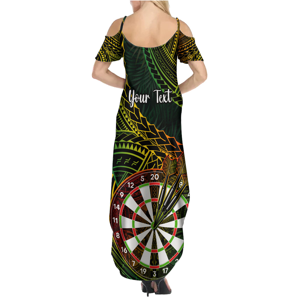 Personalised Polynesian Darts Family Matching Summer Maxi Dress and Hawaiian Shirt Dart Lovers Tribal Pattern Mix Tropical Leaves - Wonder Print Shop