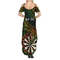 Personalised Polynesian Darts Family Matching Summer Maxi Dress and Hawaiian Shirt Dart Lovers Tribal Pattern Mix Tropical Leaves - Wonder Print Shop