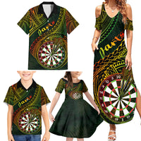Personalised Polynesian Darts Family Matching Summer Maxi Dress and Hawaiian Shirt Dart Lovers Tribal Pattern Mix Tropical Leaves - Wonder Print Shop