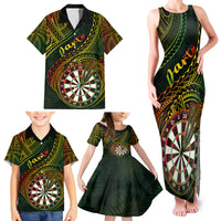 Personalised Polynesian Darts Family Matching Tank Maxi Dress and Hawaiian Shirt Dart Lovers Tribal Pattern Mix Tropical Leaves - Wonder Print Shop