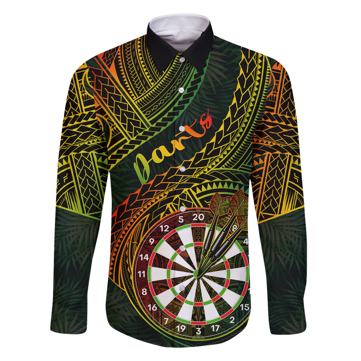 Personalised Polynesian Darts Family Matching Tank Maxi Dress and Hawaiian Shirt Dart Lovers Tribal Pattern Mix Tropical Leaves - Wonder Print Shop