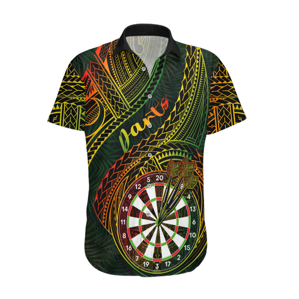 Personalised Polynesian Darts Hawaiian Shirt Dart Lovers Tribal Pattern Mix Tropical Leaves - Wonder Print Shop