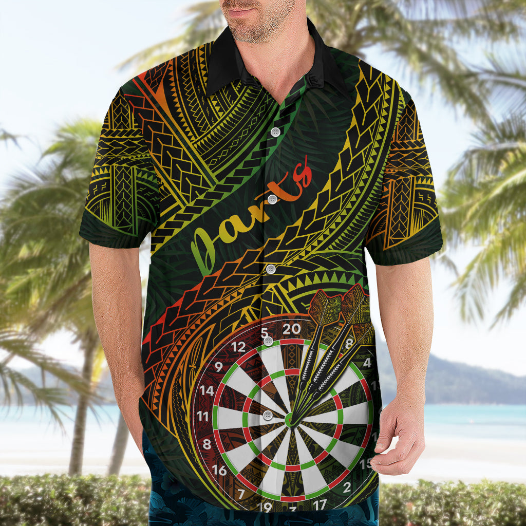 Personalised Polynesian Darts Hawaiian Shirt Dart Lovers Tribal Pattern Mix Tropical Leaves - Wonder Print Shop