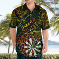 Personalised Polynesian Darts Hawaiian Shirt Dart Lovers Tribal Pattern Mix Tropical Leaves - Wonder Print Shop