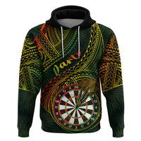 Personalised Polynesian Darts Hoodie Dart Lovers Tribal Pattern Mix Tropical Leaves - Wonder Print Shop