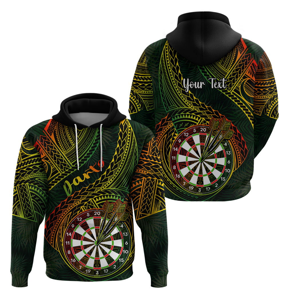 Personalised Polynesian Darts Hoodie Dart Lovers Tribal Pattern Mix Tropical Leaves - Wonder Print Shop