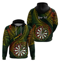 Personalised Polynesian Darts Hoodie Dart Lovers Tribal Pattern Mix Tropical Leaves - Wonder Print Shop