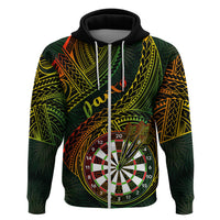 Personalised Polynesian Darts Hoodie Dart Lovers Tribal Pattern Mix Tropical Leaves - Wonder Print Shop