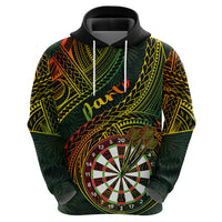 Personalised Polynesian Darts Hoodie Dart Lovers Tribal Pattern Mix Tropical Leaves - Wonder Print Shop