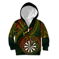 Personalised Polynesian Darts Kid Hoodie Dart Lovers Tribal Pattern Mix Tropical Leaves - Wonder Print Shop