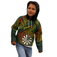 Personalised Polynesian Darts Kid Hoodie Dart Lovers Tribal Pattern Mix Tropical Leaves - Wonder Print Shop