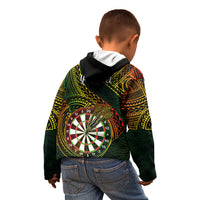 Personalised Polynesian Darts Kid Hoodie Dart Lovers Tribal Pattern Mix Tropical Leaves - Wonder Print Shop