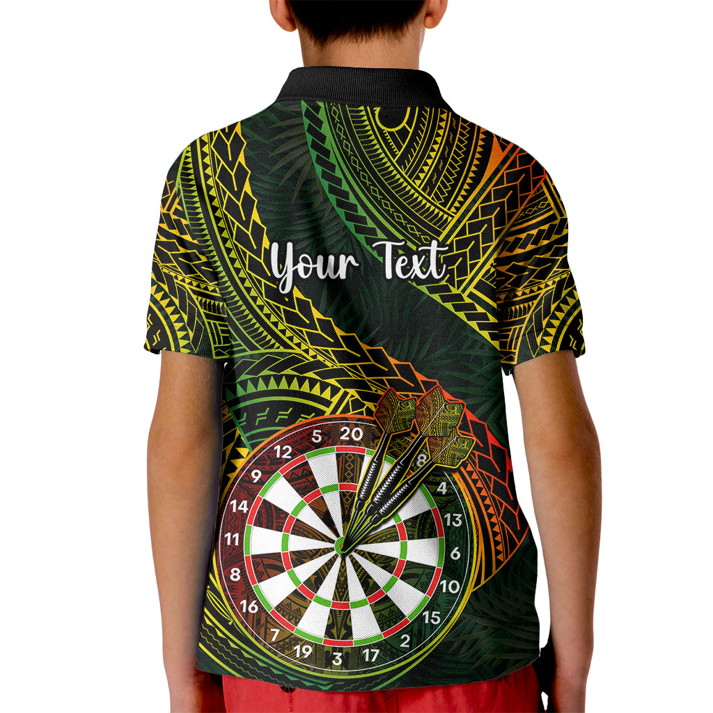 Personalised Polynesian Darts Kid Polo Shirt Dart Lovers Tribal Pattern Mix Tropical Leaves - Wonder Print Shop