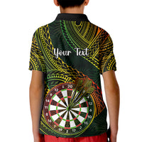 Personalised Polynesian Darts Kid Polo Shirt Dart Lovers Tribal Pattern Mix Tropical Leaves - Wonder Print Shop