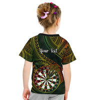 Personalised Polynesian Darts Kid T Shirt Dart Lovers Tribal Pattern Mix Tropical Leaves - Wonder Print Shop