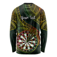 Personalised Polynesian Darts Long Sleeve Shirt Dart Lovers Tribal Pattern Mix Tropical Leaves - Wonder Print Shop
