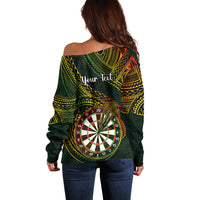Personalised Polynesian Darts Off Shoulder Sweater Dart Lovers Tribal Pattern Mix Tropical Leaves - Wonder Print Shop