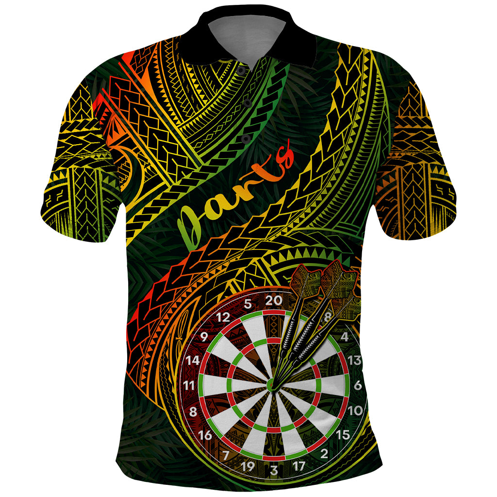 Personalised Polynesian Darts Polo Shirt Dart Lovers Tribal Pattern Mix Tropical Leaves - Wonder Print Shop