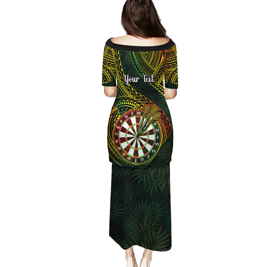 Personalised Polynesian Darts Puletasi Dart Lovers Tribal Pattern Mix Tropical Leaves - Wonder Print Shop