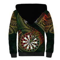 Personalised Polynesian Darts Sherpa Hoodie Dart Lovers Tribal Pattern Mix Tropical Leaves - Wonder Print Shop