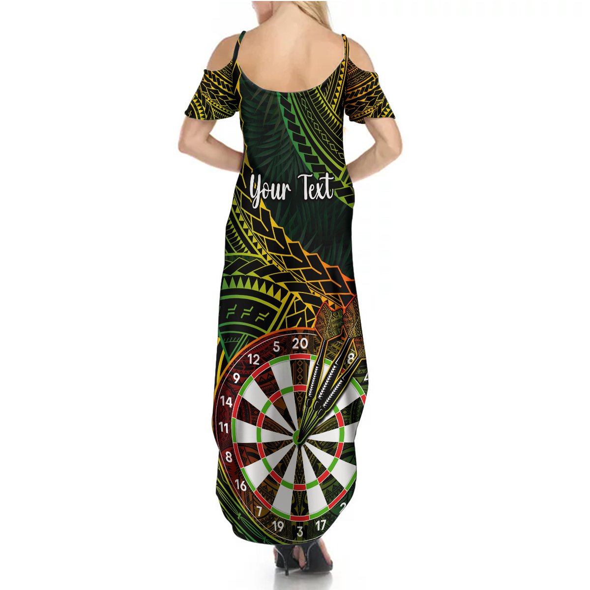 Personalised Polynesian Darts Summer Maxi Dress Dart Lovers Tribal Pattern Mix Tropical Leaves - Wonder Print Shop