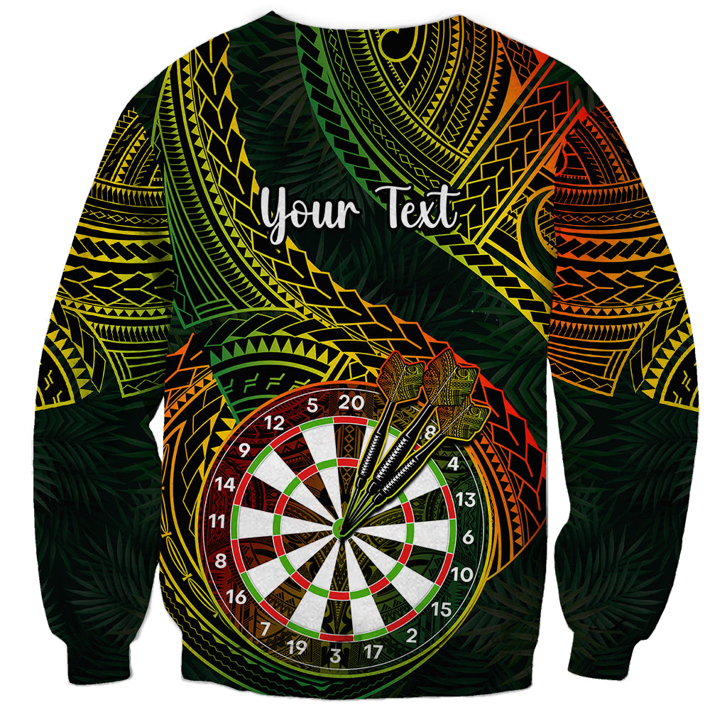 Personalised Polynesian Darts Sweatshirt Dart Lovers Tribal Pattern Mix Tropical Leaves - Wonder Print Shop