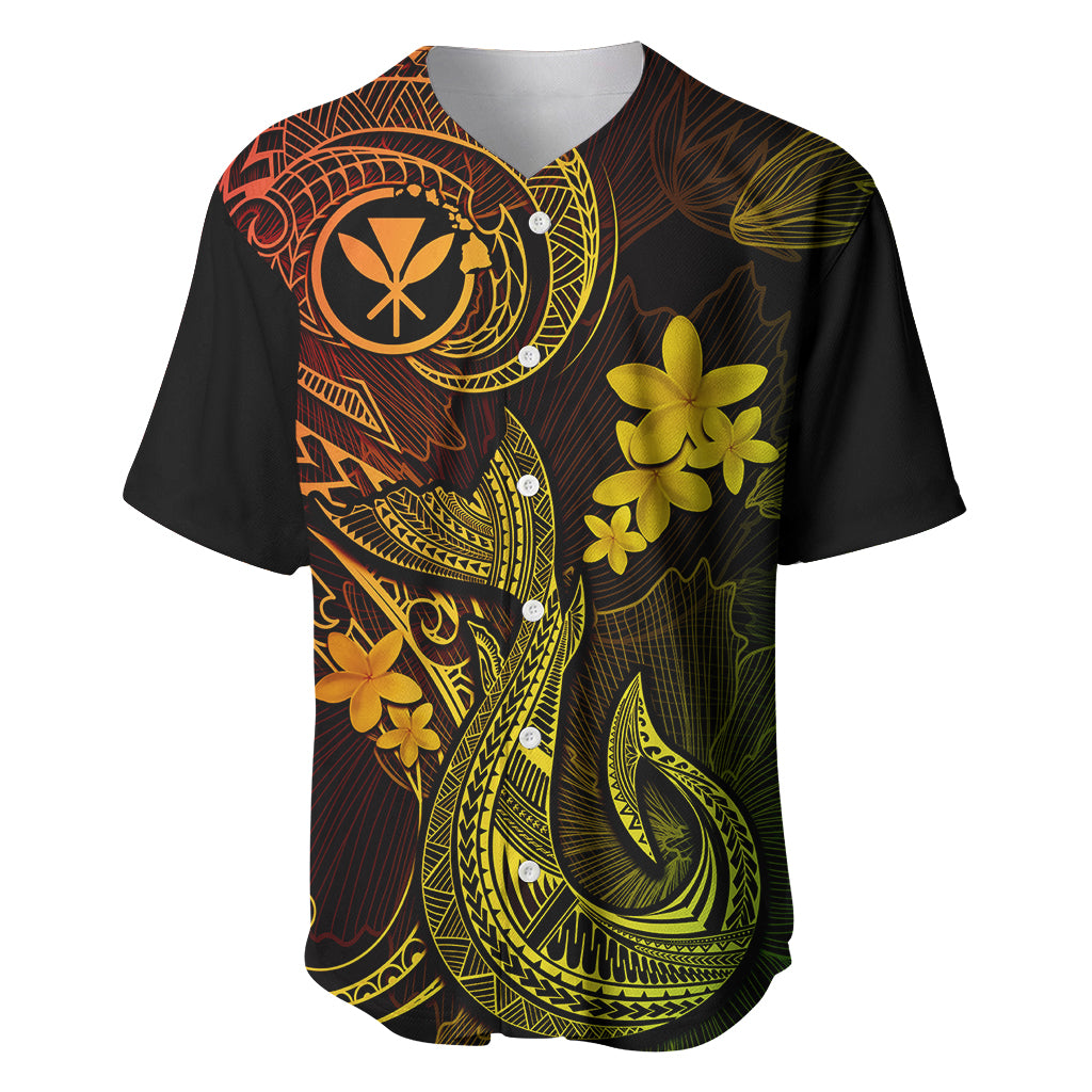 Hawaii Baseball Jersey Fish Hook Tattoo Mix Polynesian Plumeria Reggae Version - Wonder Print Shop