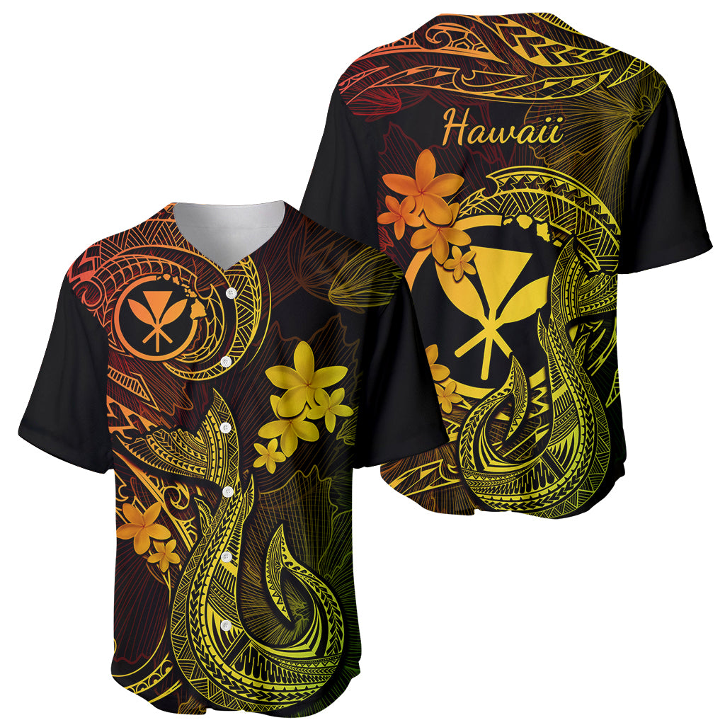 Hawaii Baseball Jersey Fish Hook Tattoo Mix Polynesian Plumeria Reggae Version - Wonder Print Shop