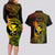 Hawaii Couples Matching Long Sleeve Bodycon Dress and Hawaiian Shirt Fish Hook Tattoo Mix Polynesian Plumeria Reggae Version - Wonder Print Shop