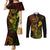 hawaii-couples-matching-mermaid-dress-and-long-sleeve-button-shirts-fish-hook-tattoo-mix-polynesian-plumeria-reggae-version