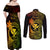 Hawaii Couples Matching Off Shoulder Maxi Dress and Long Sleeve Button Shirts Fish Hook Tattoo Mix Polynesian Plumeria Reggae Version - Wonder Print Shop