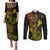 Hawaii Couples Matching Puletasi Dress and Long Sleeve Button Shirts Fish Hook Tattoo Mix Polynesian Plumeria Reggae Version - Wonder Print Shop
