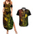 Hawaii Couples Matching Summer Maxi Dress and Hawaiian Shirt Fish Hook Tattoo Mix Polynesian Plumeria Reggae Version - Wonder Print Shop