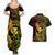 Hawaii Couples Matching Summer Maxi Dress and Hawaiian Shirt Fish Hook Tattoo Mix Polynesian Plumeria Reggae Version - Wonder Print Shop