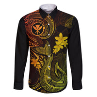 Hawaii Family Matching Long Sleeve Bodycon Dress and Hawaiian Shirt Fish Hook Tattoo Mix Polynesian Plumeria Reggae Version - Wonder Print Shop