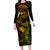 Hawaii Family Matching Long Sleeve Bodycon Dress and Hawaiian Shirt Fish Hook Tattoo Mix Polynesian Plumeria Reggae Version - Wonder Print Shop