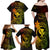 Hawaii Family Matching Off Shoulder Long Sleeve Dress and Hawaiian Shirt Fish Hook Tattoo Mix Polynesian Plumeria Reggae Version - Wonder Print Shop