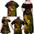 Hawaii Family Matching Off Shoulder Maxi Dress and Hawaiian Shirt Fish Hook Tattoo Mix Polynesian Plumeria Reggae Version - Wonder Print Shop