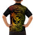 Hawaii Family Matching Off Shoulder Short Dress and Hawaiian Shirt Fish Hook Tattoo Mix Polynesian Plumeria Reggae Version - Wonder Print Shop